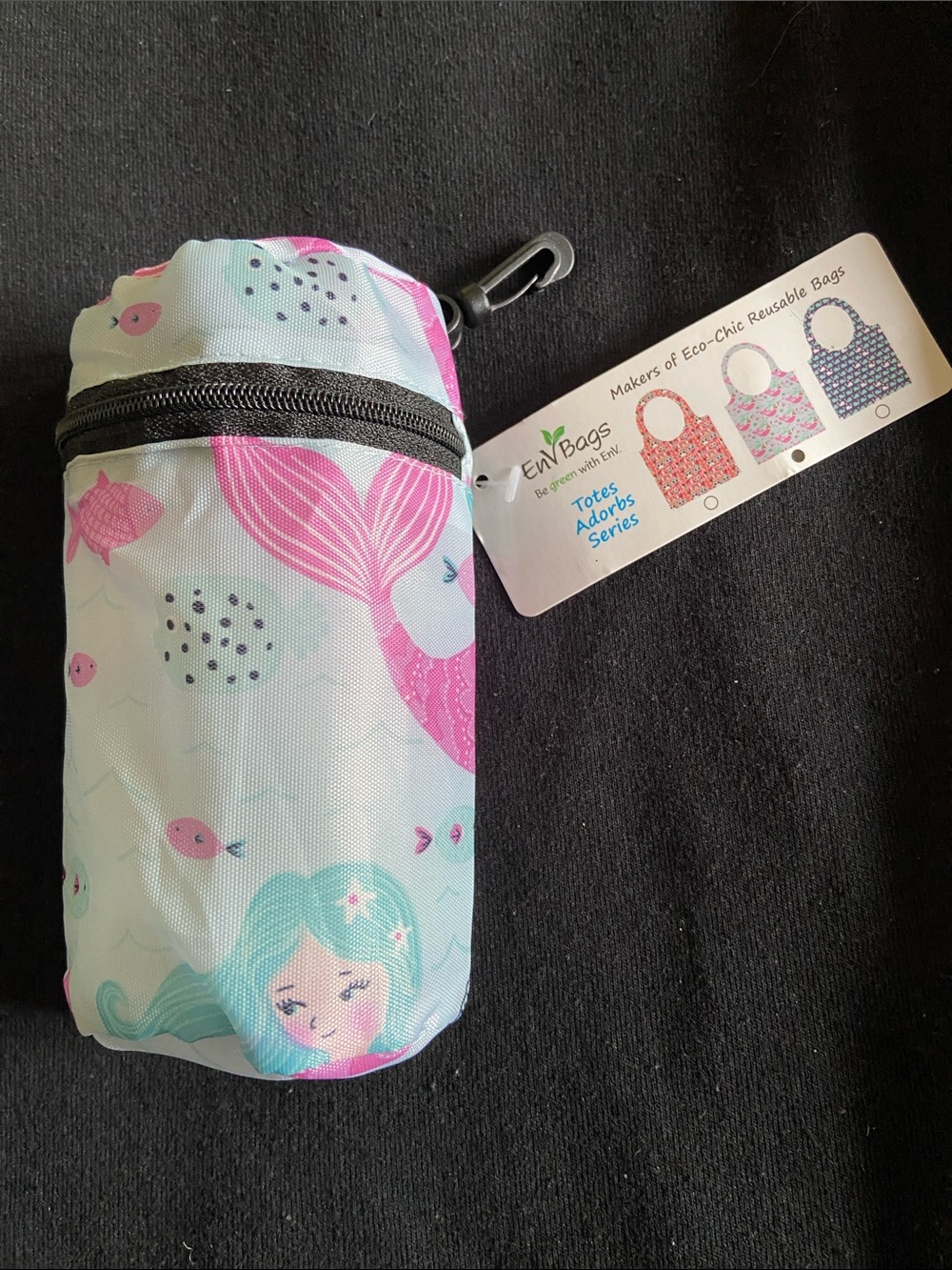 Mermaid Print Reusable Tote Pouch - Mint & Pink